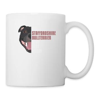 Staffordshire Bullterrier Hundehaare Glitzer - Tasse - Weiß - Rechts