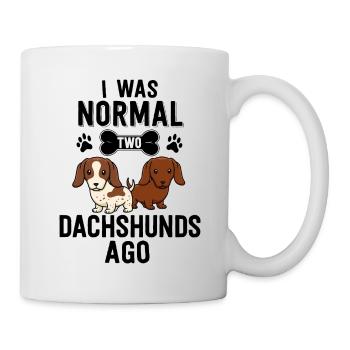 J’étais normal 2 teckels il y a rouge Piebald Doxie - Mug blanc - blanc - Droite