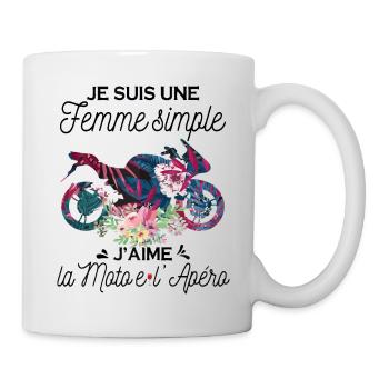 Femme Simple Qui Aime La Moto Et L'apéro - Mug blanc - blanc - Droite