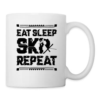 Eat Sleep Ski Repeat - Tasse - Weiß - Rechts