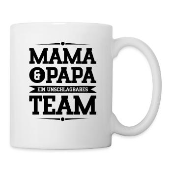 mama und papa team - Tasse - Weiß - Rechts