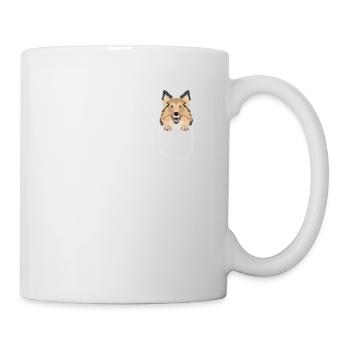 Shetland Sheepdog in der Brusttasche - Tasse - Weiß - Rechts