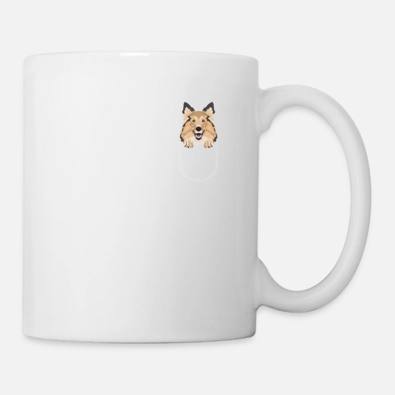 Berger Shetland dans la poche de la poitrine - Mug blanc - blanc