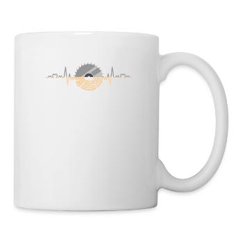 Heartbeat wood and saw - Mug - white - Right