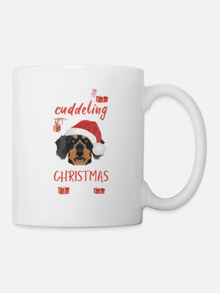 Rauhaardackel Weihnachten - Tasse - Weiß