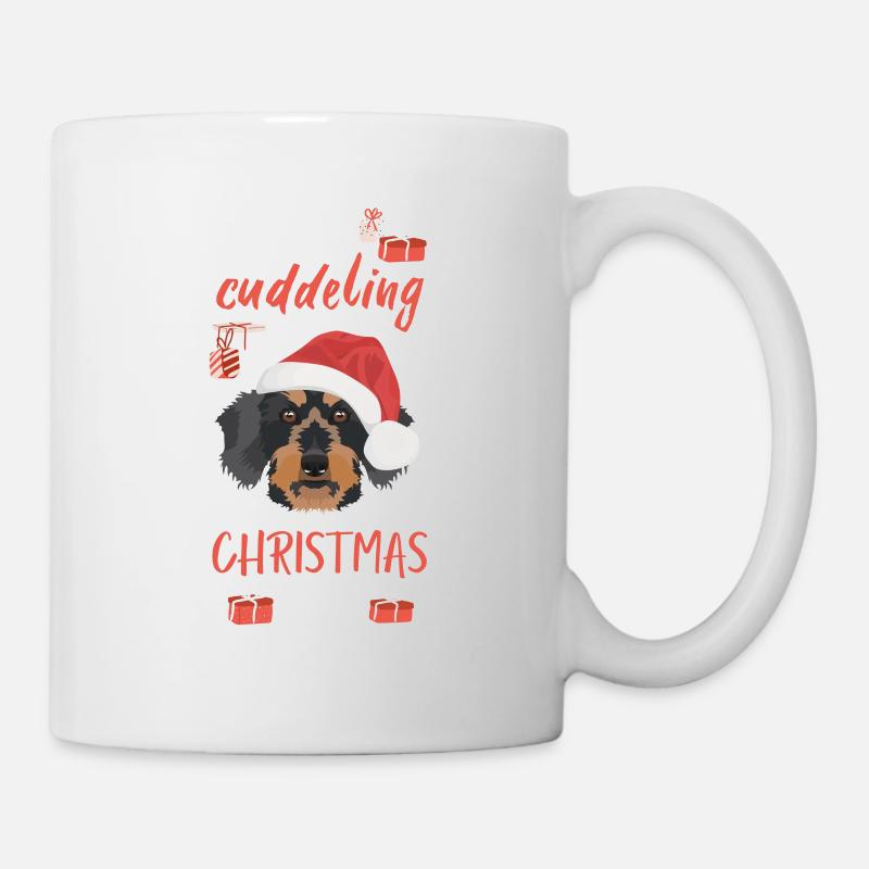 Rauhaardackel Weihnachten - Tasse - Weiß