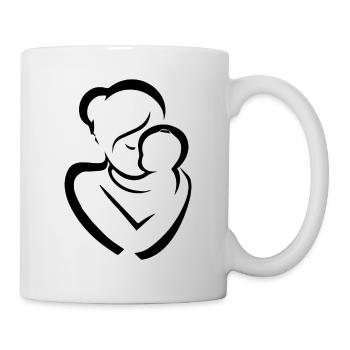Mutter mit Kind Silhouette - Tasse - Weiß - Rechts