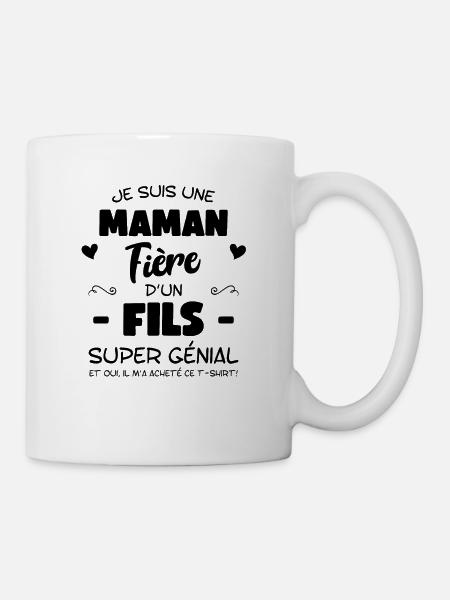 Je suis une maman fière d'un fils super génial, ca - Mug blanc - blanc