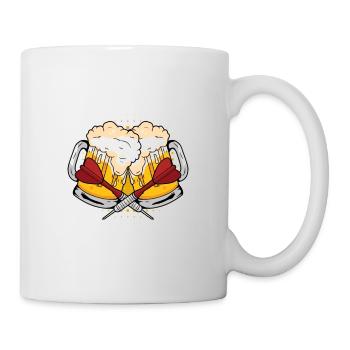 Dart und Bier, Darts, Darten 180 Spruch, Geschenk - Tasse - Weiß - Rechts