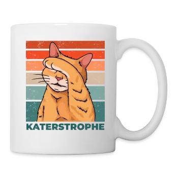 Katze Katastrophe Katerstrophe Lustig Spruch - Tasse - Weiß - Rechts
