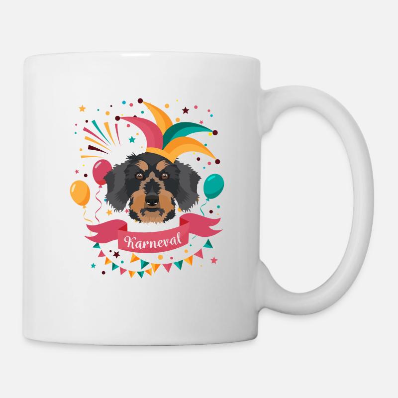 Rauhaardackel Karneval Fasching - Tasse - Weiß