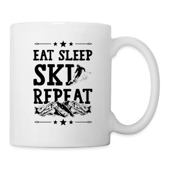 Eat Sleep Ski Repeat - Tasse - Weiß - Rechts