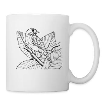 Kinder T-Shirt Ausmalen Vogel Design Malen Deko - Tasse - Weiß - Rechts