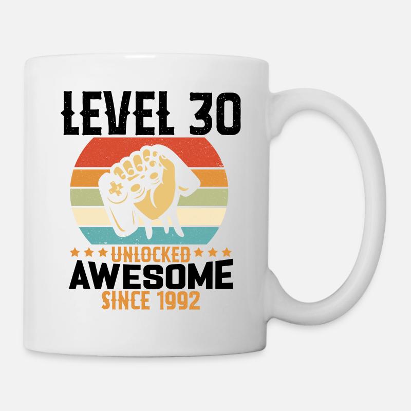 Niveau 30 An Débloqué Gaming Cadeau Anniversaire - Mug blanc - blanc
