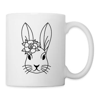 Kinder T-Shirt Ausmalen Hase Design Malen Deko - Tasse - Weiß - Rechts
