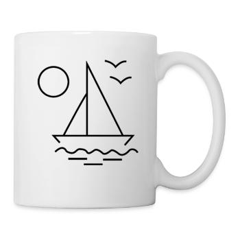 Kinder T-Shirt Ausmalen Schiff Design Malen Deko - Tasse - Weiß - Rechts