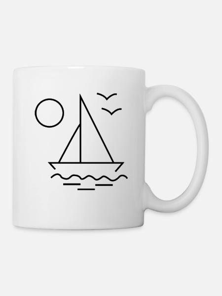 Kinder T-Shirt Ausmalen Schiff Design Malen Deko - Tasse - Weiß