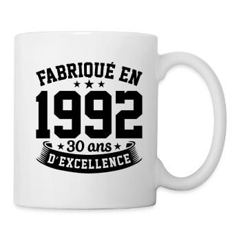 Fabriqué en 1992 30 Ans D'excellence - Mug blanc - blanc - Droite