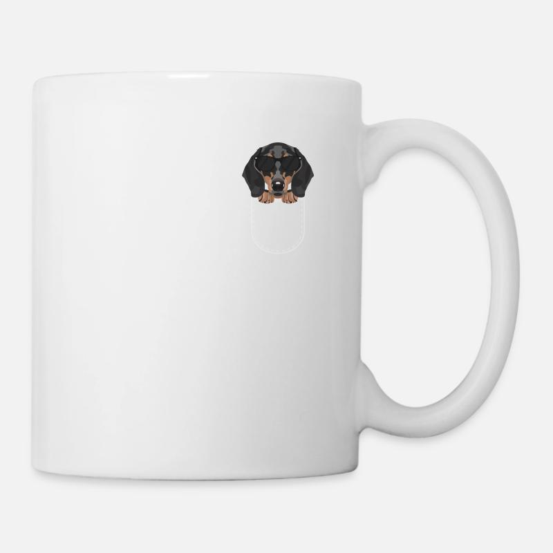 Dackel in der Brusttasche - Tasse - Weiß