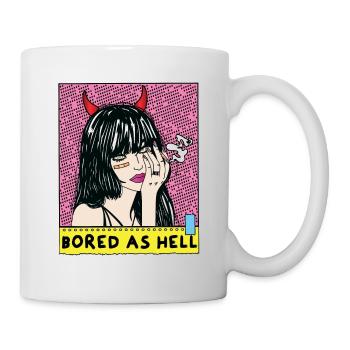 POP-ART Bored As Hell ARTWORK, Devil Frau 80s - Mug - white - Right