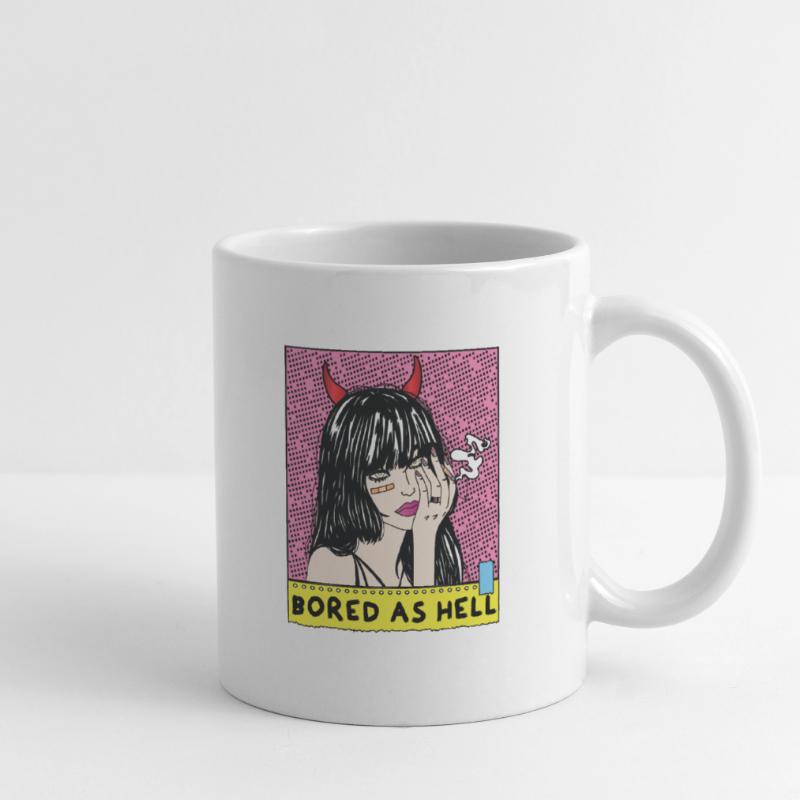 POP-ART Bored As Hell ARTWORK, Devil Frau 80er Tasse