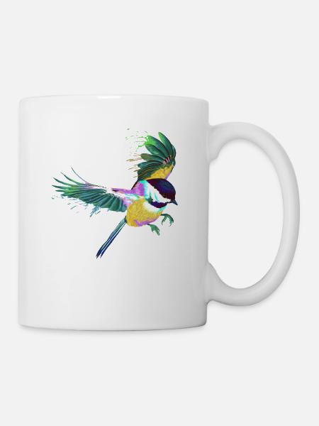 Mésange Splash Bird colorée - Mug blanc - blanc