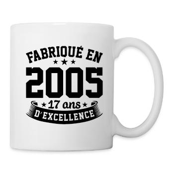 Fabriqué en 2005 17 Ans D'excellence - Mug blanc - blanc - Droite
