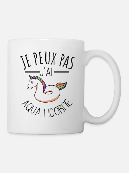je peux pas j’ai aqua licorne humour noël piscine - Mug blanc - blanc