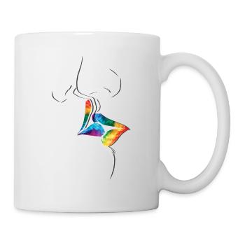 Défilé LGBTQ Rainbow Flag Kiss - Mug blanc - blanc - Droite