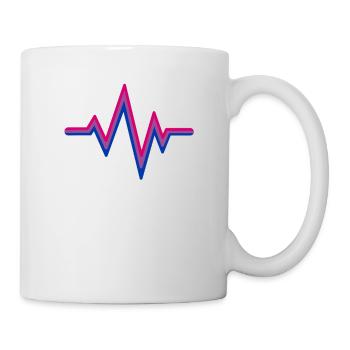 Bisexuel Heartbeat Bi Flag Couleurs LGBT Pride - Mug blanc - blanc - Droite