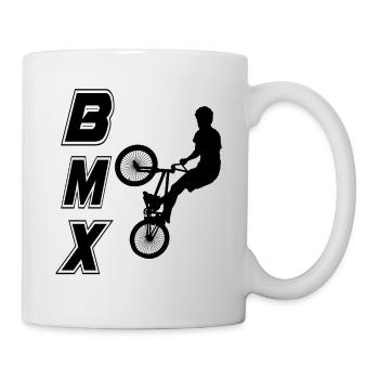 bmx race bike cyclist rider trick - Mug - white - Right