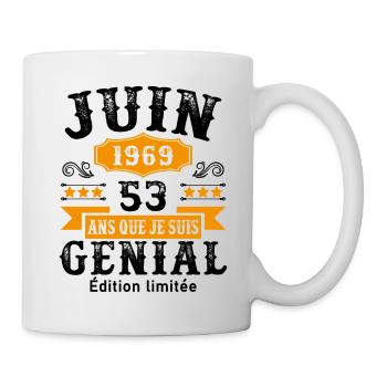 53 Ans Anniversaire Vintage Né(e) en Juin 1969 - Mug blanc - blanc - Droite