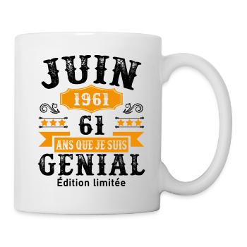61 Ans Anniversaire Vintage Né(e) en Juin 1961 - Mug blanc - blanc - Droite