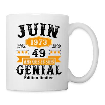 49 Ans Anniversaire Vintage Né(e) en Juin 1973 - Mug blanc - blanc - Droite