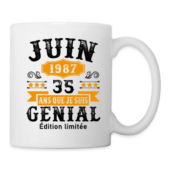 35 Ans Anniversaire Vintage Né(e) en Juin 1987 - Mug blanc - blanc - Droite