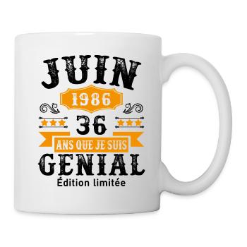 36 Ans Anniversaire Vintage Né(e) en Juin 1986 - Mug blanc - blanc - Droite