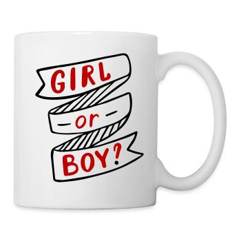 Boy or Girl Junge oder Mädchen Schwanger Pregnant - Tasse - Weiß - Rechts