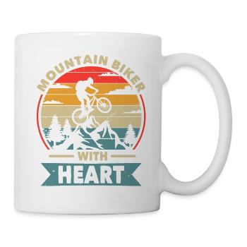 Mountain bikers with heart - Mug - white - Right