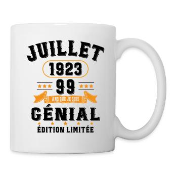 99 Ans Anniversaire Vintage Né(e) en Juillet 1923 - Mug blanc - blanc - Droite