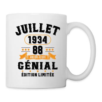 88 Ans Anniversaire Vintage Né(e) en Juillet 1934 - Mug blanc - blanc - Droite