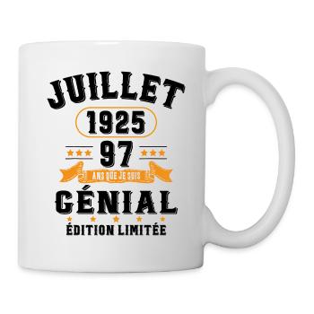 97 Ans Anniversaire Vintage Né(e) en Juillet 1925 - Mug blanc - blanc - Droite