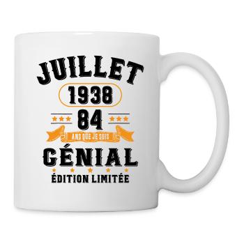 84 Ans Anniversaire Vintage Né(e) en Juillet 1938 - Mug blanc - blanc - Droite