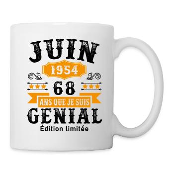 68 Ans Anniversaire Vintage Né(e) en Juin 1954 - Mug blanc - blanc - Droite