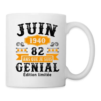 82 Ans Anniversaire Vintage Né(e) en Juin 1940 - Mug blanc - blanc - Droite