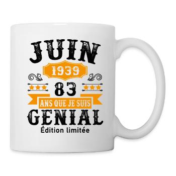 83 Ans Anniversaire Vintage Né(e) en Juin 1939 - Mug blanc - blanc - Droite