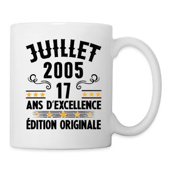 17 Ans Anniversaire Vintage Né(e) en Juillet 2005 - Mug blanc - blanc - Droite
