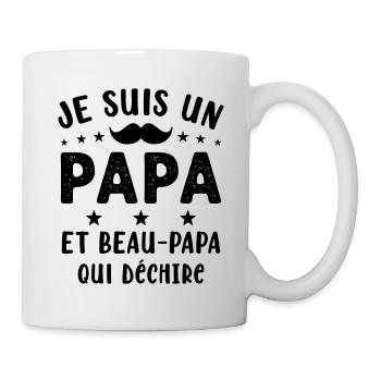 je suis un Papa et un Beau-Papa qui déchire - Mug blanc - blanc - Droite