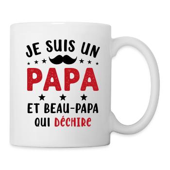 je suis un Papa et un Beau-Papa qui déchire - Mug blanc - blanc - Droite