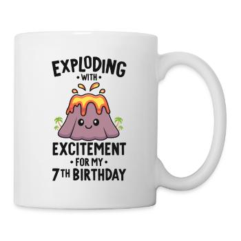 Volcano Geburtstagsparty 7. Geburtstag 7 Jahre alt - Tasse - Weiß - Rechts