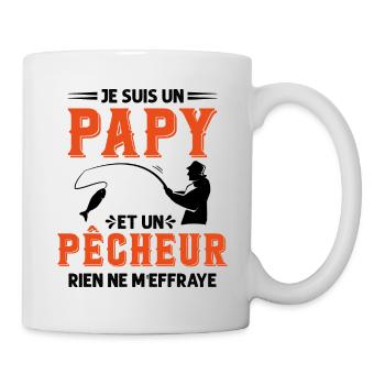 Papy Pêcheur Humour Fête des Grands Pères Noël - Mug blanc - blanc - Droite
